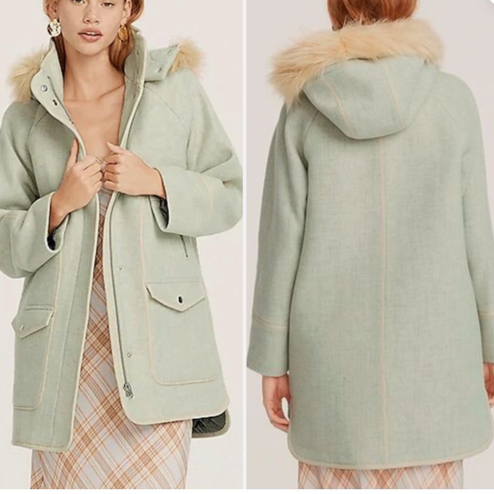 J. Crew Summit Parka Italian Stadium Cloth Wool Nello Gori Size 6 NWT